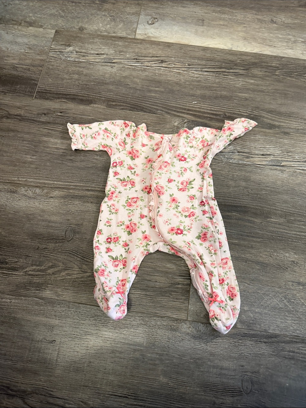 Little Me Floral Pink Baby One-Piece Footed Sleeper